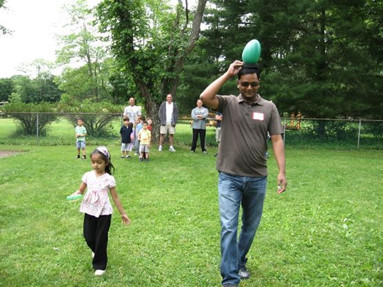 Celebrating Father's Day at school with an egg race!